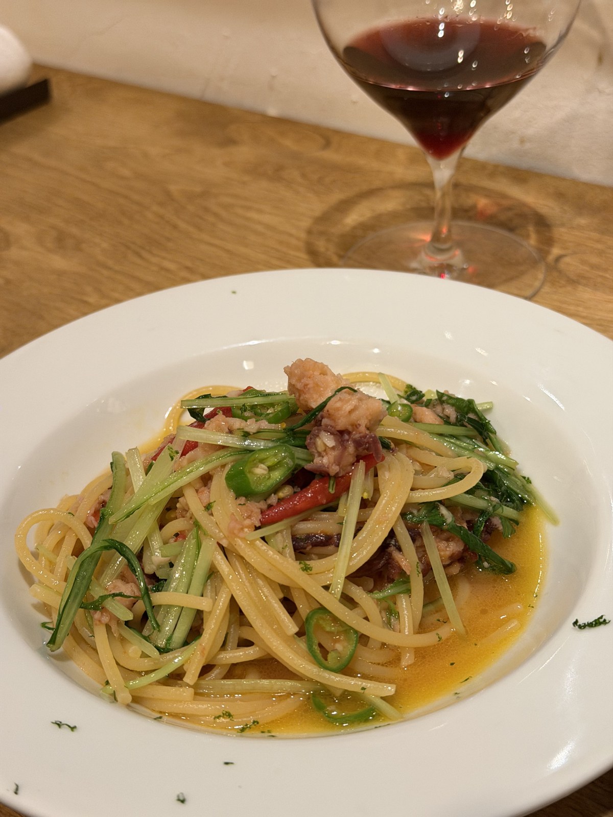 ハヤシ料理店でいただいたタコと青南蛮のスパゲティ